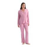 Dagi Kadın Pijama Takımı, Pembe Biyeli Pamuk Modal Gömlek Pantolon, S Beden