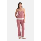Dagi Kadın Pijama Takımı, Pembe Geometrik Desenli, Pamuk Modal, Atlet Pantolon, M Beden