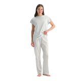 Dagi Kadın Pijama Takımı, Su Yeşili, Düşük Omuzlu Kısa Kollu Tişört Pantolon, XL Beden