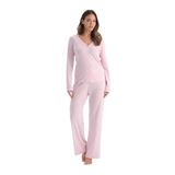 Dagi Kadın Pijama Takımı, Uzun Kollu, Pamuk Modal Kaşkorse, Açık Pembe, L Beden