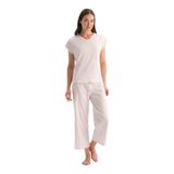 Dagi Kadın Pijama Takımı, V Yaka Kısa Kollu Tişört Pantolon, Açık Pembe, 2XL Beden