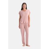 Dagi Kadın Pijama Takımı, V Yaka, Siroviskon, Açık Pembe, 2XL Beden