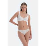 Dagi Kadın Pointel Lastik Detaylı Brief Külot, Örme, Ekru, S