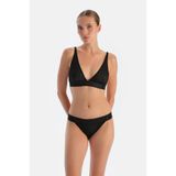 Dagi Kadın Premium Dantelli Ve Lastik Detaylı Brazilian Külot, Örme, Siyah, M