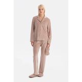 Dagi Kadın Travel Ribli Kadife Gömlek Pantolon Pijama Seti Açık Pembe S