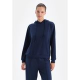 Dagi Kadın Uzun Kollu Kapüşonlu Basic Modal Sweatshirt, Örme, Lacivert, L, 337