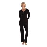 Dagi Kadın Uzun Kollu Viskon Kaşkorse Tişört Pantolon Pijama Takımı, Örme, Koyu Kahve, XL