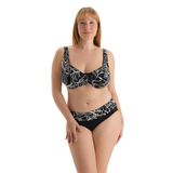 Dagi Kadın Yüksek Bel Bikini Alt, Örme, Beyaz/ Siyah, 38