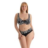 Dagi Kadın Yüksek Bel Bikini Alt, Örme, Beyaz/ Siyah, 40