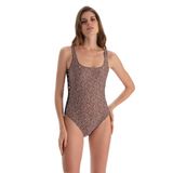 Dagi Kaplı Sabit askılı Leopar baskılı Balensiz 24SW85002ST Kadın Mayo, Kahverengi, 38