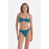 Dagi Petrol Mavi Düşük Bel Bikini Altı - Beyaz - Petrol Mavi - 44