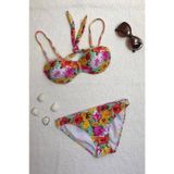 Dagi Straplez Destekli Push-up Çiçek Desenli Bikini Takımı