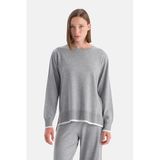 Dagi Sweatshirt Gri Melanj Biye Detaylı, L, 25WW11327BB, Gri Melanj, kadın