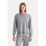 Dagi Sweatshirt Gri Melanj Biye Detaylı, M, 25WW11327BB, Gri Melanj, kadın