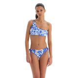 Dagi Tek Omuz Bikini Üst Mavi - Beyaz