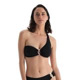 Dagi Tek Omuz Bikini Üst, Örme, Siyah, 40