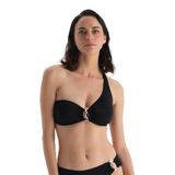 Dagi Tek Omuz Bikini Üst, Örme, Siyah, 42