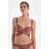 Dagi Yarı Dolgulu Sabit Askılı Lale Baskılı Balenli Kaplı Bikini Üstü 24SW82032ST Kahverengi Kadın