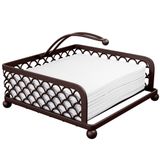 Dağıtıcı Kollu Zarif Düz Kağıt Peçetelik - Masa, Mutfak, Tezgah ve Dış Mekan Masaları için Yağlı Bronz Peçete Tutucuları - Kare Metal Kafes Sepet Yemek Peçetesi - (ORB)