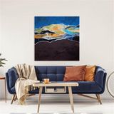 Dağlar Yağlı Boya Dokulu Tablo 50X50 Gümüş Çerçeveli