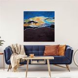 Dağlar Yağlı Boya Dokulu Tablo 50X50 Siyah Çerçeveli