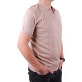 Dagoster DMG23-511228 Bej Günlük Fermuarlı Polo Yaka Erkek Tişört