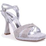 Dagoster Dza07-337650 Gümüş 10.5 Cm Kalın Topuklu Platform Kadın Ayakkabı