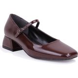 Dagoster Dza07-725101 Kahve Rugan 4 Cm Kalın Topuklu Klasik Kadın Ayakkabı