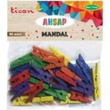 Dağtaş Kırtasiye Ticon Ahşap Mandal 25X3 30'Lu Paket Renkli