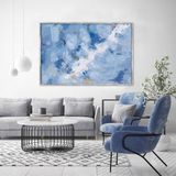 Daha Bir Mavi Yağlı Boya Dokulu Tablo 50X70 Siyah Çerçeveli
