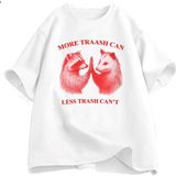 Daha Fazla Çöp Tenekesi Daha Az Çöp Tenekesi T T-Shirt Pamuk Boy Erkek Giyim Grafik Tees Unis 3002 - Beyaz - XL