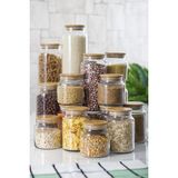 Daha Yok mu 9 Lu Set Bambu Kapaklı Cam Kavanoz & Erzak Saklama Kabı 3 X (1.3 Lt 0.80 Lt 0.50 Lt ( Vakum Kapak )