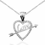 Daha Yok Mu 925 Ayar Gümüş Love Oklu Kalp Kadın Gümüş Kolye