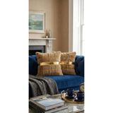 DAHABELLA LUXE HOME 2li' Set Yumuşak Tavşan Tüyü Peluş Kırlent Kılıfı - Gold Şerit Detaylı، Arka Yüzü Kadife - 45x45 cm