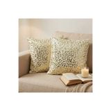 DAHABELLA LUXE HOME 'li Set - Lüks Tavşan Tüyü Kırlent Kılıfı - Ön Yüzü Peluş Arka Yumuşak Kadife Altın Baskılı 45x45 cm