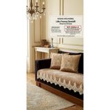 DAHABELLA LUXE HOME Lüks Gofre Kadife Fransız Güpürlü Koltuk Örtüsü (Sadece Oturma Alanı) Kaymaz Taban 85x210
