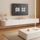 Dahili Aydınlatmalı Duvara Monte Metal Asma Raf, Çok Katlı Yüzer Raf, Asma TV Sehpası, 140/160/180/200/220/240 cm, Cihaz Bölmeli Duvara Monte TV Dolabı