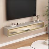Dahili Aydınlatmalı Duvara Monte Metal Asma Raf, Çok Katmanlı Yüzer Raf, Modern Duvara Monte TV Dolabı, WiFi Yönlendirici Depolamalı Yüzer Medya Merkezi, Tasarım