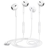 Dahili Mikrofon ve Ses Kontrollü iPhone Kulaklıklar için 2 Paket Kablolu Kulaklıklar HiFi Stereo Nosie Azaltma Kulaklık iPhone 14/13/12/11/XR/XS/X/8/7/SE ile Uyumlu, Bluetooth Gerektirmez, Tak ve
