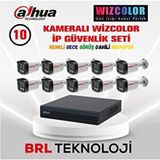 Dahua 10 Kameralı 4 MP WizColor Dahili Mikrofonlu İp Güvenlik Kamera Seti