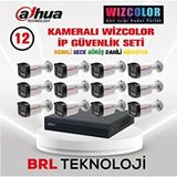 Dahua 12 Kameralı 4 MP WizColor Dahili Mikrofonlu İp Güvenlik Kamera Seti