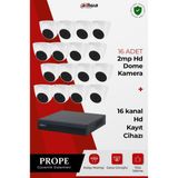 Dahua 16 Kameralı Full HD Güvenlik Sistemi Gece Görüşlü Profesyonel Kamera Seti + DVR Kayıt CihazıPG-DH16C00001HD-16ST - Beyaz