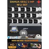 Dahua 16 Kameralı Sesli Ahd Güvenlik Kamera Seti - 1080P Full Hd Dvr Kayıt Cihazı - 4000 GB HDD Dahil - Renk
