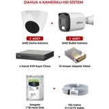 Dahua 4 Kameralı Full HD Güvenlik Sistemi Gece Görüşlü HD Kamera Seti + DVR Kayıt Cihazı HAC-B1A21P-U - Beyaz