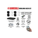 DAHUA 4 KAMERALI GÜVENLİK KAMERASI SETİ-CEPTEN İZLEME-FULLHD-GECE GÖRÜŞLÜ-SU GEÇİRMEZ