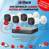 Dahua 4 Kanal Bullet Ahd Güvenlik Kamera Seti 1080P 4 Adet Kamera ile Gelişmiş Görüş Özellikleri