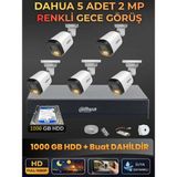 Dahua 5 Kameralı 2mp Gece Renkli Güvenlik Kamerası Seti, 1000 GB Hdd, Fullhd Iç Dış Mekan Uyumlu