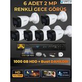 Dahua 6 Kameralı 2mp Gece Renkli Güvenlik Kamerası Seti, 1000 GB Hdd, Fullhd Iç Dış Mekan Uyumlu