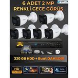 Dahua 6 Kameralı 2mp Gece Renkli Güvenlik Kamerası Seti, 320 GB Hdd, Fullhd Iç Dış Mekan Uyumlu