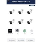 Dahua 6 Kameralı 2mp Güvenlik Kamera Seti Ip Poe Tak Çalıştır Bullet Dış Mekan 4tb ~63 Gün Kayıt - Siyah - Beyaz
